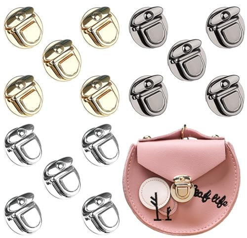 NHPY 15 Stück Taschenverschluss für häkeltaschen,Taschenverschlüsse,Geldbörse Push Lock Set, Eisen Taschenverschluss Catch Tuck Lock für Leder Tasche Portemonnaie Geldbörse DIY Handwerk