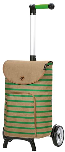 ANDERSEN Einkaufstrolley - Shopper Fun Eske grün | mit ergonischem 3-Wege-Griff, klappbar, aus Alu, bis 40 kg - Tasche mit Kordelzug, Fronttasche, Reflektoren, 47 L