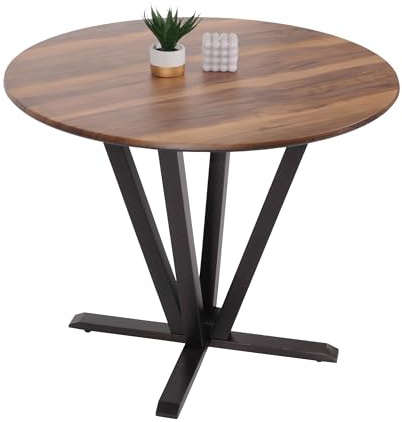 Mendler Bistrotisch HWC-M56 Massiv-Holz Holz-Optik Dunkles Gestell | Tisch, Esstisch, HPL, Laminat, Melamin, Ø92cm