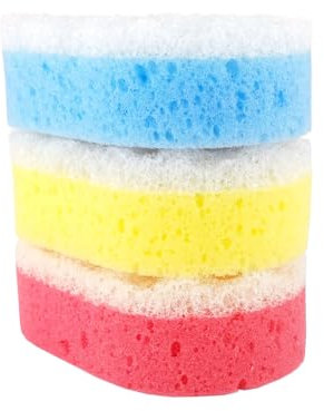 IDEA HOME Spugna Corpo 3 Pezzi - Spugna da Doccia - Spugna Scrub Corpo Esfoliante - Spugna da Bagno a Doppio Strato, Colori Assortiti