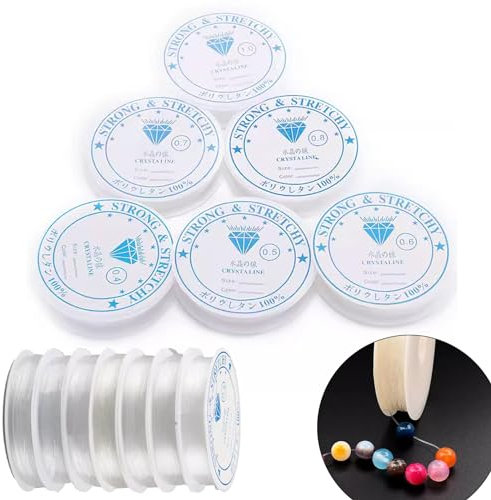 6 Rolls Bracelet Elastic, Clear Bracelet Elastic for Bracelet Making, String, Jewellery making Beading & DIY Craft Projects 