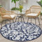 Capslpad 150cm Runde Outdoor-Teppich für Terrasse Wasserdichte Outdoor-Kunststoff-Strohteppich Reversible Tragbarer Wohnmobil-Campingteppich Outdoor-Teppich für Deck Balkon Picknick Strand, Marineblau
