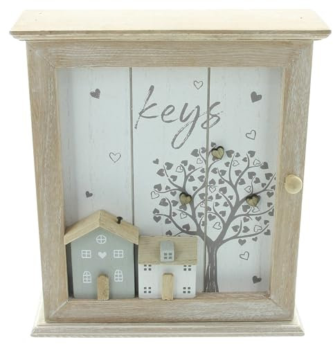 FRANK FLECHTWAREN Schlüsselbox Haus, MDF, Metall Maße: 22 x 7 x 25 cm