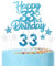Blue 33rd Birthday Candles & Cake Toppers Set - Blue Number 33 Candle, Silver Cake Decorations - Happy Birthday Toppers for Girls, Boys, Women & Men - Party Decorations