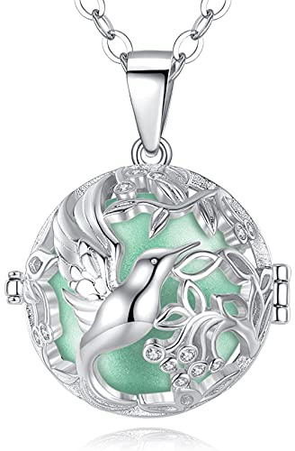 CELESTIA Schwangerschaft Klangkugel Kette Schutzengel Anhänger Kolibri Schmuck Versilbertes Kupfer Schwangere Geschenk Werdende Mütter 76~114CM