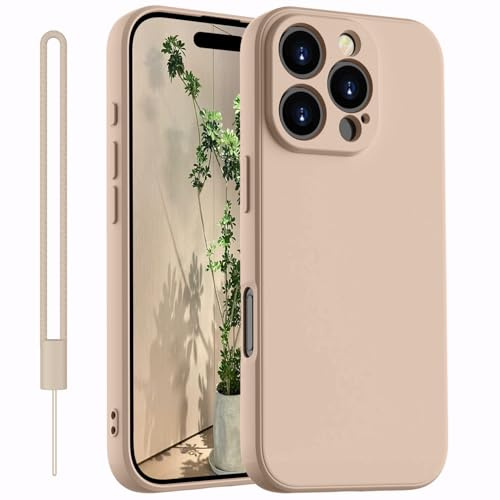 Kukiwhy für iPhone 16 Pro Hülle Silikon Case, Khaki | Dünne mit Microfiber Hanyhülle für iPhone 16 Pro 5G aus flüssigem Silikon, Kratzfeste und stoßfeste Schutzhülle