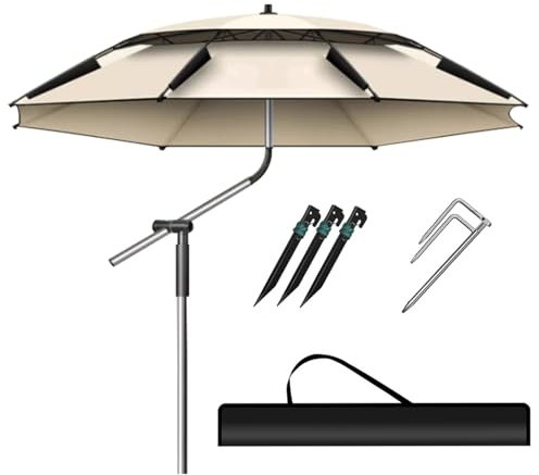 Ombrellone da pesca grande Ombrellone da Spiaggia Portatile Ombrellone Antivento da Giardino ruotare a 360° Regolabile Ombrellone pieghevole da Balcone(200cm)