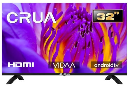 CRUA VIDAA Smart TV,32Zoll (80 cm) TV,1366x768 HD TV,LED TV mit HDMI/USB/AV IN/Kompakt und Smart für Ihr Zuhause,Schwarz [Energieklasse E]
