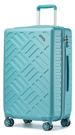 Supercase Medium Size Suitcase with 4 Wheels Lightweight PC+ABS Hard Shell Suitcase Check in Hold Luggage with Wheels, Lock(24, Blue)