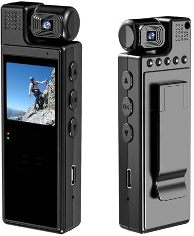 sakalaka 1080P Wearable Mini Body Camera, 6 Hours Video Recording, 180° Rotatable Lens, Taking Picture, Motion Detection, Wearable Video Camera for Cycling, Law Enforcement, Security