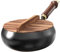 Iron Wok zum Kochen – Gusseisen-Woks, tiefe Pfanne nicht gekocht, handgefertigt mit Anti-Erhitzungsgriff, Durchmesser Durchmesser aus gebratenem Metall, professionelle Wok-Pfanne, aus Eisen