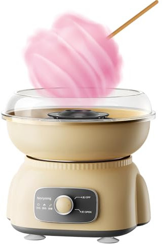SYFUNLV Zuckerwattemaschine,500W Elektrische Stumm Zuckerwattemaschine,Mit Transparenter Spritzschutz,Zuckerwattemaschine mit Quarz Heizelement,24cm,für Zuhause,Kindergeburtstag (Gelb)
