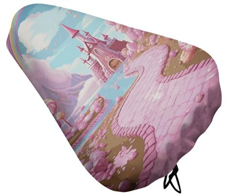 Pink Candy Land Fahrradsitzkissenbezug, weich gepolsterter Fahrradsitzbezug für Männer und Frauen, Komfort, wasserdichte Rennräder, Sattelbezüge mit Kordelzug, Ersatz-Trainingssitzkissen für