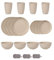 Juego de Vajilla de Plástico Cuencos Platos y Vasos Irrompibles Cubiertos Reutilizables Apto Para Microondas y Lavavajillas Ideal Para Picnics Viajes y Fiestas Navideñas (Beige, Juego de 16)