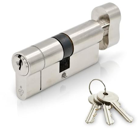IRONWORX® Spectre Nickel Escape Thumb Turn Euro Cylinder Door Lock, 35mm (Turn) / 35mm (Key) (70mm) High-Security Police Approved TS007 BSI 1 Star, Anti-Bump, Anti-Pick, Anti-Drill, Anti-Snap, 3X Keys