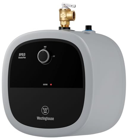 Westinghouse 2.5 Gallon Electric Mini Tank Water Heater, 120V, 1440W Instant Hot Water for Point-of-Use, Compact Under Sink & RV Design, Easy Wall/Floor Mount, CSA Listed (Gray)