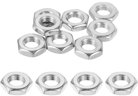 sourcing map Dadi esagonali M10 x 1,25 mm, 12 pezzi, in acciaio inossidabile 304, con filettatura fine, esagonali, per macchinari automobilistici, uso industriale, 17 mm di larghezza 5 mm di altezza