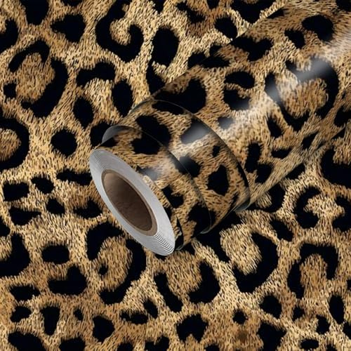 HOMETITUTE Papier peint imprimé léopard à décoller et à coller - Papier peint autocollant en vinyle pour chambre à coucher, salon, placard, safari - 300 x 45 cm