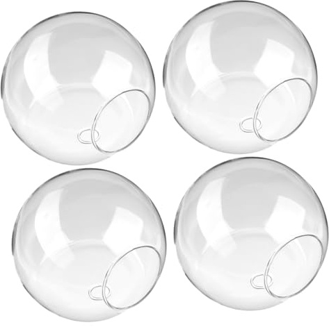 NOLITOY 4 Stück Halbrunde Glas Wandvase Transparente Hängende Hydroponik Pflanzgefäße Platzsparende Wanddekoration für Büro Wohnzimmer Vielseitig Kombinierbar mit Modernem und Klassischem
