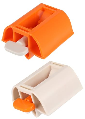 GANAZONO Manueller Zahnpasta Quetscher und Drehspender 2 Stück Kunststoff Weiß Orange Kompakt Tubenpresse für Zahnpasta Kosmetik und Haargel Platzsparend Vielseitig Einsetzbar
