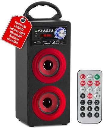 McGrey BS-20 Beachside Bluetooth Lautsprecher Rot, Highlights, 5 mm Klinke | Bluetooth-Lautsprecher mit Akku, USB/SD Slots für MP3 Wiedergabe und AUX-Eingang, Automatischer Sendersuchlauf, 1050 mAh Akku