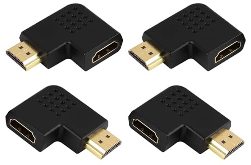 JinRuiCPeng 4 pcs Adaptateur HDMI Coudé 8K 90°, Coupleurs HDMI Mâle vers Femelle Angle Droit, Compatible 8K@60Hz 4K@120Hz, pour TV Murale, Moniteur, Projecteur, Console et Ordinateur