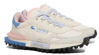 Lacoste Elite Active Damen-Sneaker, Weiß / Rosa / Blau, Nylon und Wildleder, sportlich, Retro, 70er Jahre, leicht und bequem
