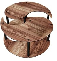 Hanah Home Modern Coffee Table Set (2 Pieces), Walnut Color, 70 cm Diameter x 38 cm Height | 100% MDF with Compressed Kraft Legs | Stylish & Functional Design for Any Living Space