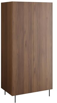 Mirjan24 Kleiderschrank Tewos SZ90, Drehtürenschrank mit Kleiderstange und Einlegeböden, Push to Open, Garderobenschrank (Nuss Warmia)