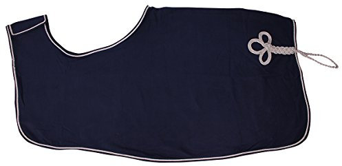 QHP Nierendecke Fleece-Ausreitdecke Ornament Fleecedecke Sattelausschnitt hinten mit Ornament in Silber (blau, M)