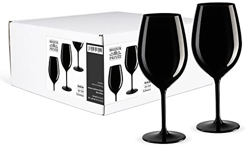 Prime Presents 2er-Set Gläser Kelche aus Kristallglas 540ml XL - schwarz lackiert