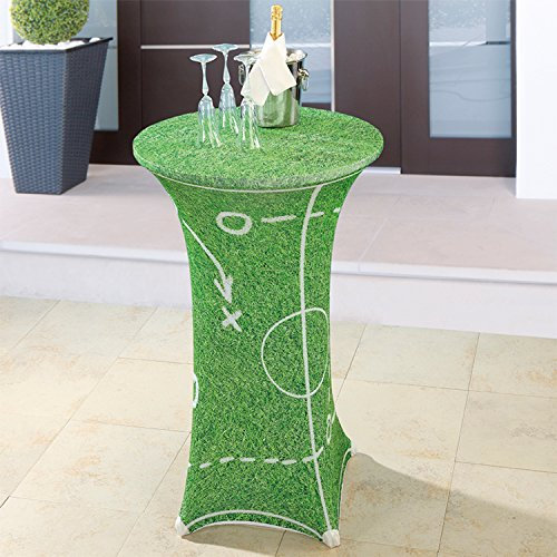 KAMACA Stehtischhusse für Bistrotisch mit Sportfeld Fußball-Motiv Durchmesser 60 bis 70 cm Höhe 120cm Stretchhusse als Tisch-Überzug