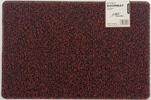 Nicoman Large Entrance Jet-Washable PVC Coil Rubber Back Doormat-(Use Indoor or Sheltered Outdoor), Spaghetti, Red with Black, (90x60cm)