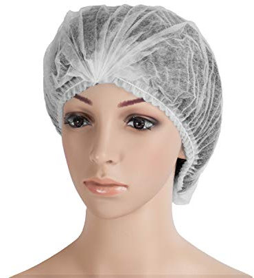 WORK-INN Klipphauben 53 cm in Weiß | 100 Stück | Spinnvlies Einweghauben - luftdurchlässig & latexfrei | Ideal für Hygienebereiche - wie Medizin, Pharma, Lebensmittelbranche uvm.