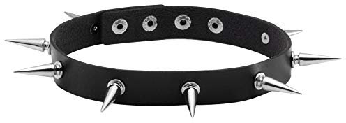 JJDreams Punk PU Lederhalsband schwarz Choker Kragen Damen Spike Nieten Metall Gothic Breit Halskette