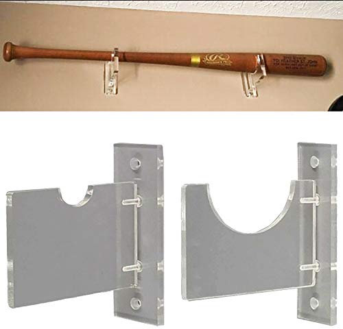 Pmsanzay Sport-Baseballschläger-Halterung zur Wandmontage, Wandmontage, Baseballschläger-Wandhalterung für horizontale Anzeige, Acryl, mit Montagematerial und Montageanleitung