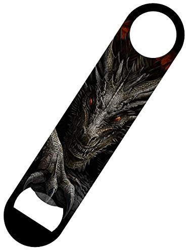 Spiral Majestic Dragon Bar Blade Bottle Opener Black 18x4cm