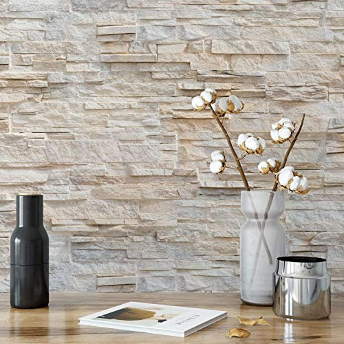 Fototapete Natursteinmauer Tapete Vlies Steinoptik Mauer Stein 3D täuschend echt beige (288x300cm)