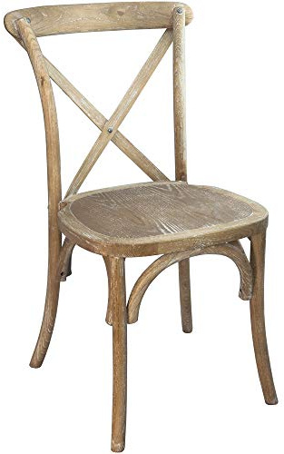 EMMA + OLIVER 2-Pack Wooden X-Back Dining Chair - Natural White Grain Natural Finish