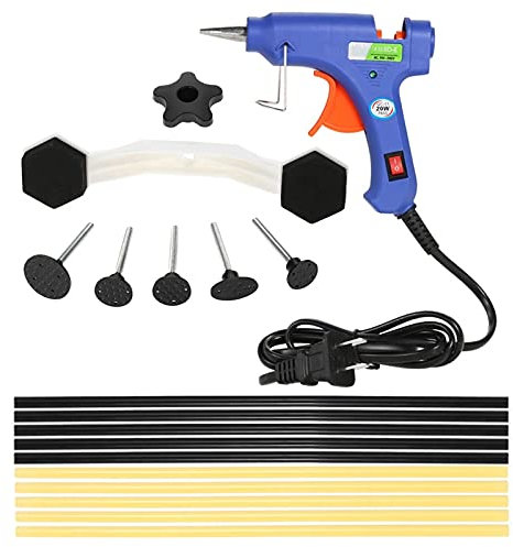 ChengBeautiful General Hot Melt Glue Gun 17Pcs Dent Puller Kit With Hot Melt Glue Gun Glue Sticks For Car Body Dent Repair Ideal for DIY Crafting (Color : Blue, Size : One size)