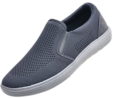 konhill Hombres Slip On Zapatos Entrenadores - Casual Transpirable Cómodo Malla Caminar Zapatos Vestido Sneaker Mocasines EU 40 Gris Oscuro