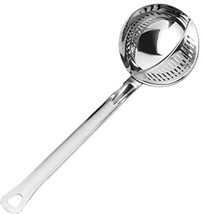 BESTonZON Schöpflöffel Edelstahl Ölabschäumer Suppenlöffel Fetttrenner Schöpfkellen Schaumlöffel Fettabschöpfer Kelle Abschäumer Löffel Filter Speiseölfilter Skimmer Löffel für Restaurant Zuhause L