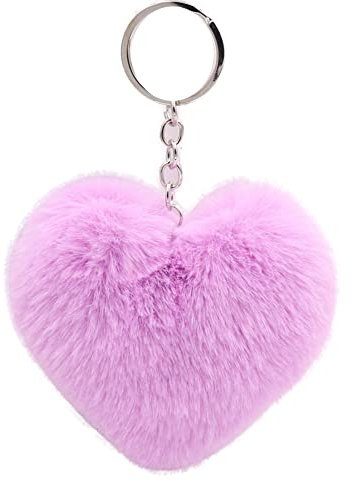 Uposao Porte-clés en Peluche en Forme De Coeur Boule De Cheveux Doux Pompons Moelleux Ornement De Porte-clés Doux en Peluche Accessoire De Pendentif pour Filles Femmes