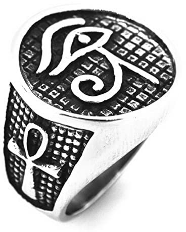 Verbessertes Design Titanstahl Ägyptisches Auge des Horus Herrenring Mode Retro Hip Hop Metall Punk Biker Modeschmuck Geschenk