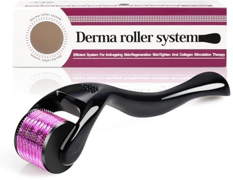 Derma Roller - Agujas 0,5 mm - 540 microagujas de titanio para la cara, crecimiento del vello de barba y cicatrices Rodillo facial Derma Rolling para uso doméstico