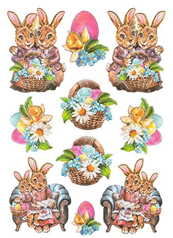 Ideen mit Herz Stickerbogen 3-D Relief-Sticker | Aufkleber | Hochwertig geprägt mit 3-D-Effekt | Din A4 Bogen mit verschiedenen Motiven (Fröhliche Osterhasen 04)
