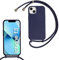 SLWYF Compatible with iPhone 13 Crossbody Lanyard Case, Liquid Silicone Protective Phone Case with Strap Adjustable Neck Cord Necklace Soft Cover for iPhone 13, Navy blue