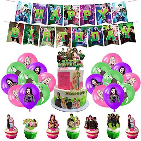 Decoración Fiesta Zombies - Globos, Adornos Pastel, Pancarta de Feliz Cumpleaños - Kit Completo para Celebración Temática