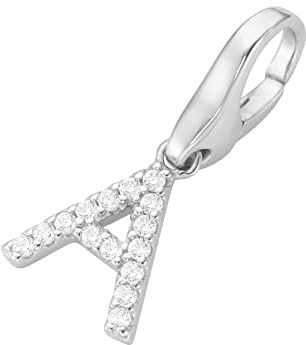Giorgio Martello Milano Charm Buchstabe A, Zirkonia Steine, Silber 925