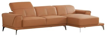 Vente-unique Ecksofa, Leder, Camel Andor, rechts